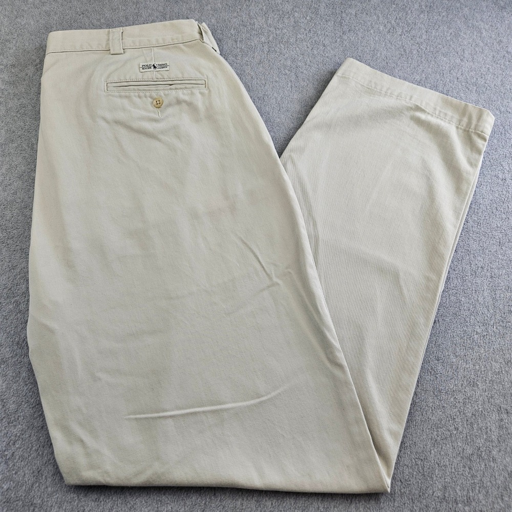 POLO RALPH LAUREN Philip Pant Mens 38/34 Tan Chino Cotton Straight Leg Classic
